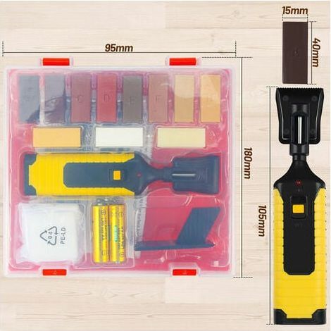 Kit de Réparation Parquet Sol Set 11x Baton de Cire en Différentes Couleurs pour Réparations Stratifié Laminé - Outil Retouche Rayure-- (1/4)