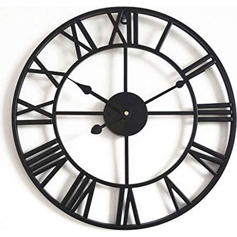Vintage-Wanduhr mit römischen Ziffern, geräuschlos, Metall – Inneneinrichtung für Wohnzimmer, Küche, Café, Hotel und Büro – 40 cm