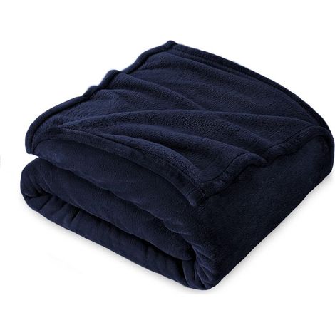 Couverture Plaid Polaire Flanelle 160 x 210 cm - Jeté de Canapé Polaire - Couverture lit 2 Personnes Epaisse Douce Et Chaude - Plaid Haute Qualité - Bleu