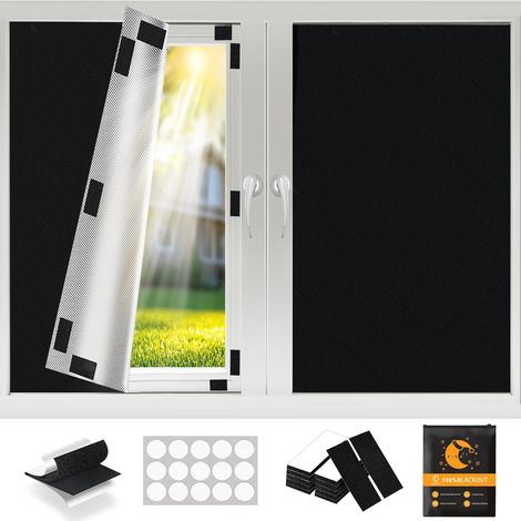 Store Occultant sans Perçage - 100% Occultation Tissu Oxford Amélioré, Pare Soleil Anti-Chaleur Découpable 200x145 cm, Scratch Forte Adhérence pour Fenêtre Maison Intérieur (1/5)