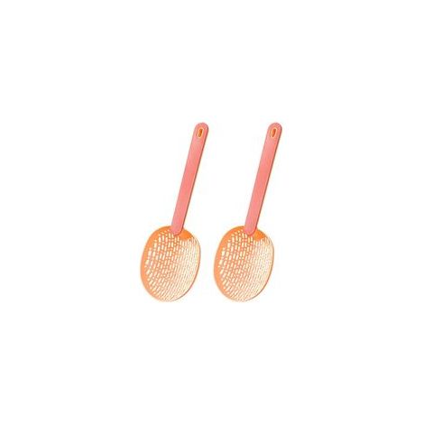 Set mit 2 rosa Kunststoff-Schlitzsieben mit Ölfilter. - Crezuo