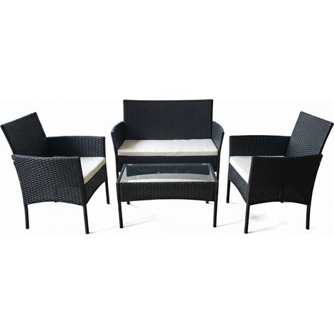 Conjunto Sofa + Mesa + 2 Sillas de Ratan PE. Muebles de Jardin y Terraza