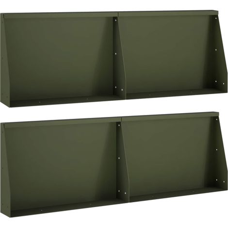 vidaXL Muro de Contención 4 uds. 60 x 12 x 30 cm Acero Verde oliva (1/5)