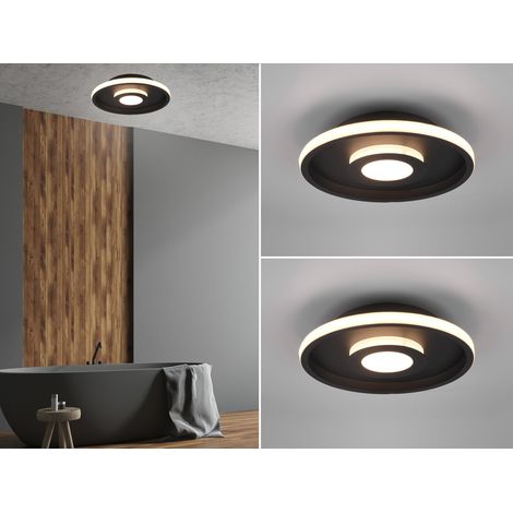 LED Deckenleuchte 2er Set Schwarz matt mit Switch Dimmer IP44, Ø 30cm (1/5)