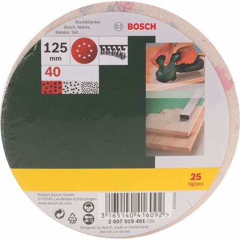 Lot de feuilles abrasives pour Ponceuse excentrique Grain 40/125 mm 25 pièces Argent (1/2)