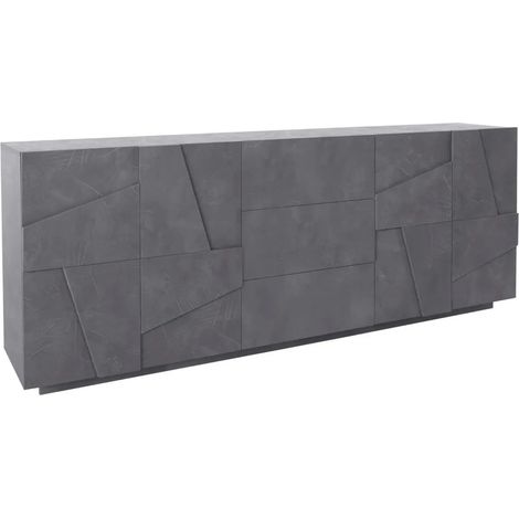 Madia Credenza da Soggiorno Grigio Ardesia 224 cm 4 Ante 3 Cassetti (1/5)