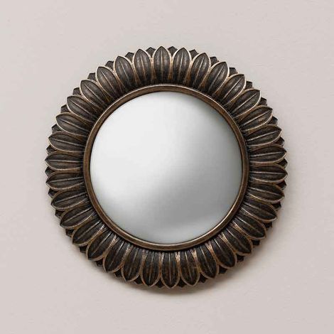 Miroir convexe feuilles bronze 23x2x23cm (1/5)