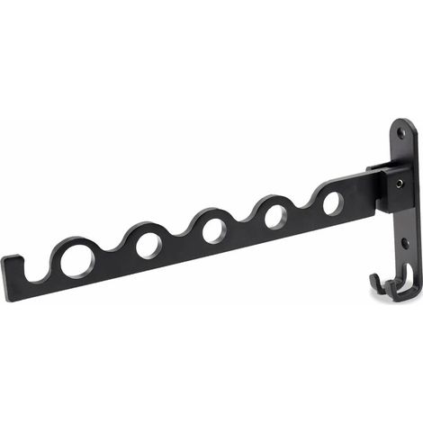 Tendedero de pared plegable de aluminio negro para baño (30,2 x 13,5 x 3,1 cm)