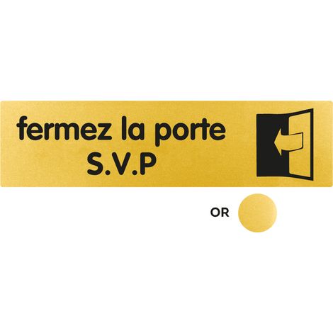 Plaque de porte Fermez la porte SVP - Classique or 170x45mm - 4490649