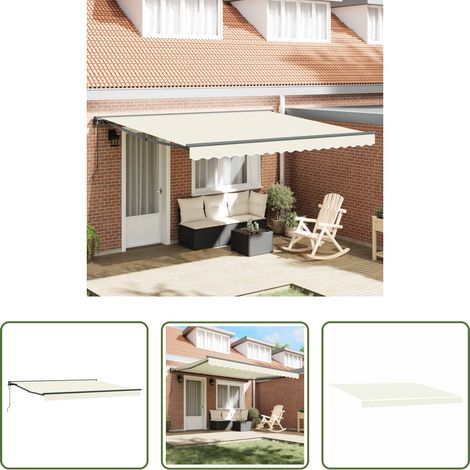 Sonnenschutz -  Markisenrahmen Creme 400 x 300 cm Polyester mit PU-Beschichtung (1/5)