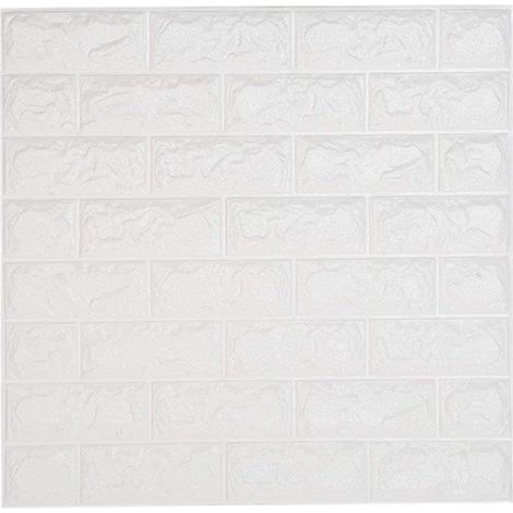 Stickers Muraux 3d Brique Papier Peint Brique PE Mousse Imperméable Auto-adhésif Mural DIY Decal Panneau de Couverture pour Chambre Séjour (Blanc, 5 Pièce) (1/5)