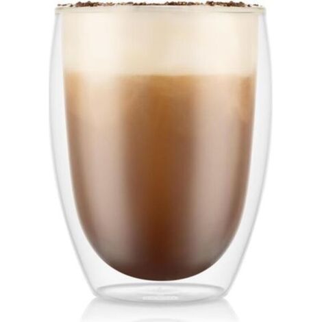 Verres Double Paroi 6 pièces – Tasses Latte 350ml – Verres Thermiques – Borosilicate Soufflé à la Bouche