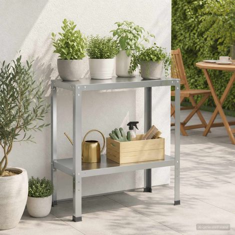vidaXL Tavolo da rinvaso 60 x 40 x 80 cm Acciaio zincato Argento