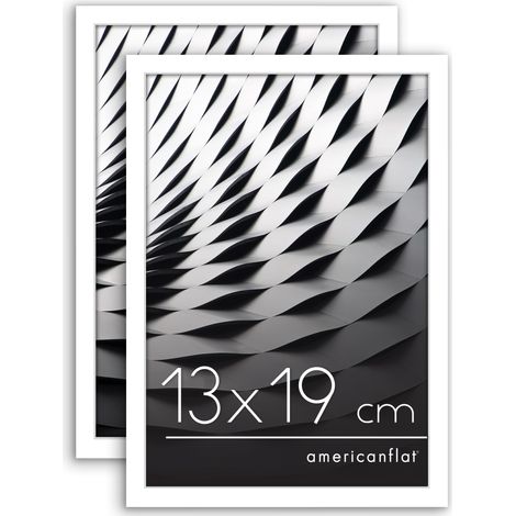 Cadre Photo 13x19 cm Noir - Cadre 13x19 cm avec Bordure Fine, Vitre Antichoc, Chevalet et Matériel de Suspension Intégré pour Mur et Surface Plane - Lot de 2 (1/5)