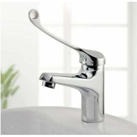 Bathroom Sink Mixer Tap with Medical Handle, PMR Bathroom Faucet, Chrome, Silver MUMU (1/4)