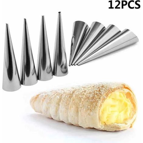 Moules en corne en forme de croissant - 3,2 x 12 cm - Acier inoxydable - Rouleau de glace en métal - Moule à cône à gâteau - Coquille de - 12 pièces (1/5)