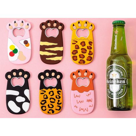 Décapsuleur magnétique pour bouteilles de bière, lot de 6 ouvre-bouteilles mural, patte de chat cartoon mignon pour cuisine, bar et maison (1/5)