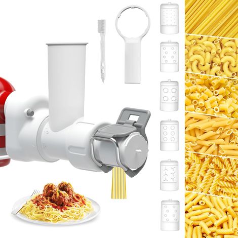 Nudelwalzenaufsatz, kompatibel mit der KitchenAid Küchenmaschine, mit 6 austauschbaren Nudelformen.