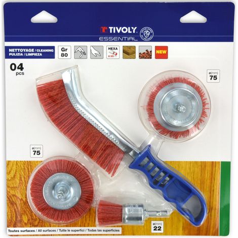 Tivoly • 3 Brosses Hexa Nylon+ 1 brosse main ergo (1/3)