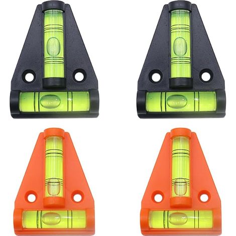Lot de 4 outils de nivellement en forme de T niveau à bulle de type T mini outil de nivellement à bulles pour trépied de caméra de caravane et camping-car noir et orange (1/5)