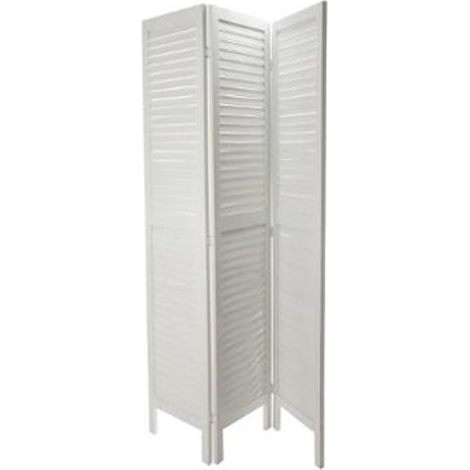 Paravent Brocante en Blanc 3 pans de 40 cm x Hauteur 170 cm -PEGANE-