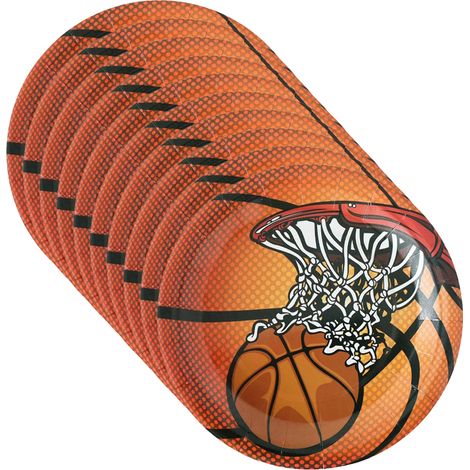 Ensemble de couverts pour fête sur le thème du basket-ball, plateau en papier jetable, gobelet en papier, décoration pour fête scolaire (1/5)