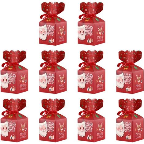 Noël Pomme boîte Goodie Cadeau boîte Bonbons Contenant Noël Partie Fournitures (fête du père Noël) 10pcs (1/5)