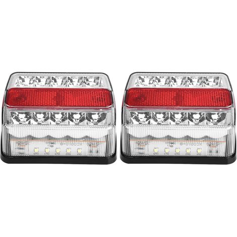 Juego de 2 luces traseras LED de 12 V, 15 funciones, para remolques, camiones, barcos y caravanas (forma cuadrada). (1/3)