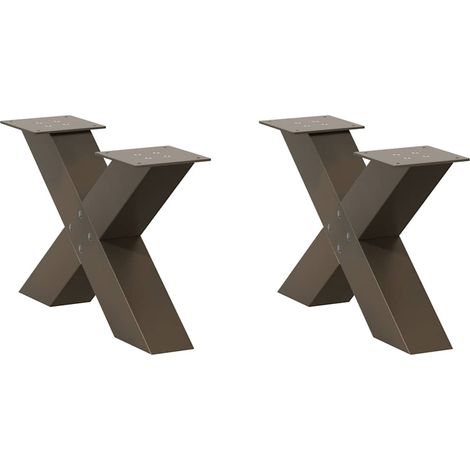 Couchtischbeine X-Form 2 Stk. Naturstahl 60x(30-31) cm Stahl
