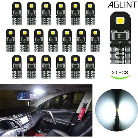 20x T10 LED-CANBUS-fehlerfreie Autolampen 12V Weiß T10 W5W 2825 Innenraumbeleuchtung (1/4)