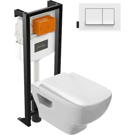Pack WC suspendu sans bride JACOB DELAFON Struktura avec abattant + bâti support + plaque