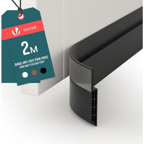 Bas de Porte Isolant 200cm Découpable Boudin de Porte Coupe-Froid Anti Courant d’air Isolation Phonique Anti Bruit Joint Universel pour Entrée et Maison Noir (1/5)