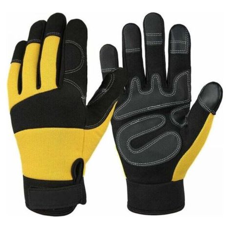 Gants anti-coupure pour tronçonneuse – Protection 20 m/s – Paume en cuir renforcée – Norme EN388 – Taille L (1/4)
