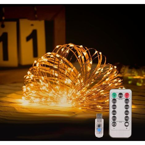 LED-Lichterkette, 20 m, 200 LEDs, USB-Anschluss, wasserdicht (IP65), warmweiß, für den Innen- und Außenbereich geeignet, ideal für rustikale Hochzeiten, Weihnachten, Valentinstag und Geburtstagsfeiern (1/5)