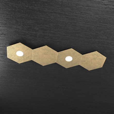 Plafoniera Moderna 4 Moduli Hexagon Metallo Foglia Oro 2 Luci Led 12X2W (1/5)