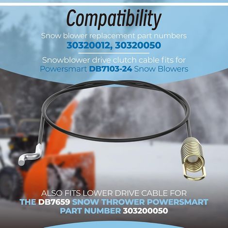 303200012 303200050 Auger Cables utilise le câble de traction PowerSmart DB7651-24 pour les souffleuses à neige (1/4)