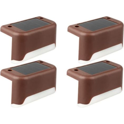 Luces solares LED para patio, iluminación exterior para caminos de jardín, escaleras para vallas (juego de 4 unidades marrones) (1/5)