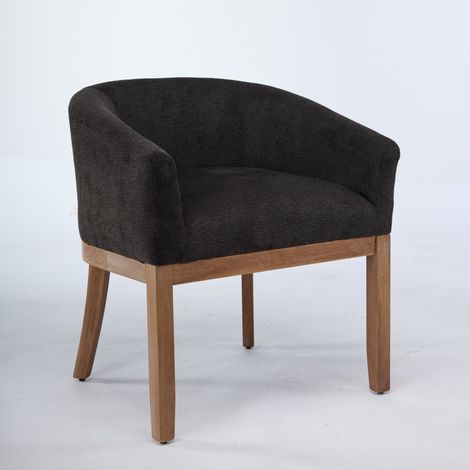 Chaises à manger tonneau milieu de siècle lin cadre bois dur 19 pouces. Pour cuisine et salle à manger,gris charbon paquet simple. (1/5)