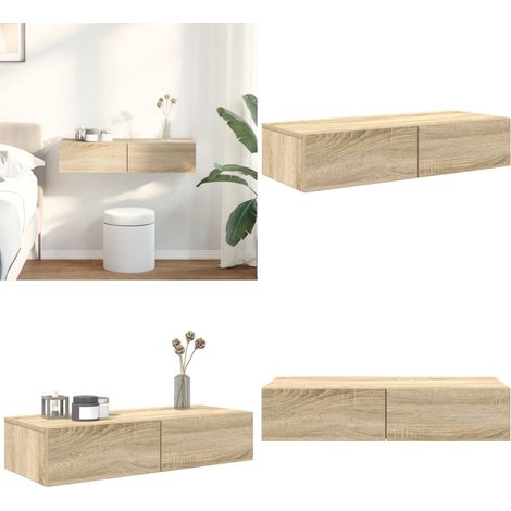Wandregal mit Schubladen Sonoma-Eiche 80x33x17 cm Holzwerkstoff - Schubladen - Holzwerkstoff (1/5)