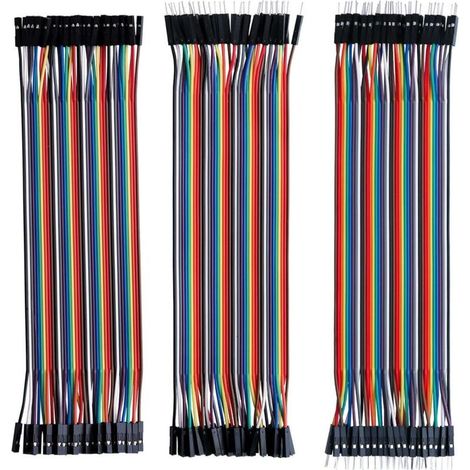 Lot de 120pcs Câbles Dupont Breadboard 28AWG 3 en 1 [40Pin Mâle vers Femelle, 40Pin Mâle vers Mâle, 40Pin Femelle vers Femelle] Longueur 20cm pour Mega modèle de 2560 Nano ou Plaque d'Essai (1/3)