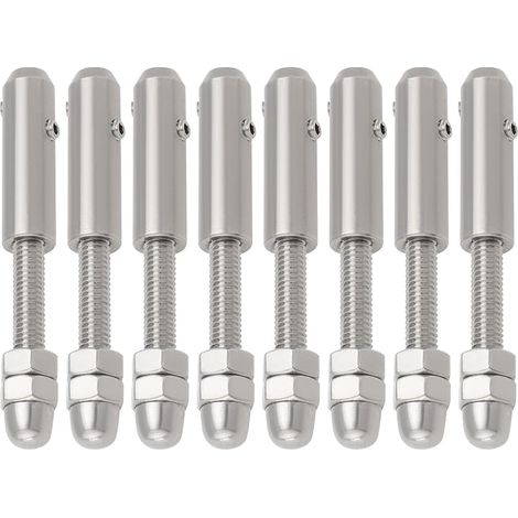Lot de 8 Vis de Borne de Câble Métallique Tendeur de Câble Métallique de 3 Mm Borne de Câble avec Broche Filetée Convient pour Câble Métallique de 3 Mm à 4 Mm Acier Inoxydable 304 (1/5)