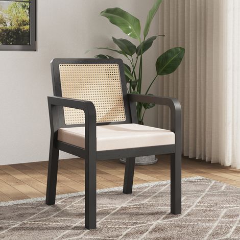 Lot de 6 chaises de salle à manger velours haut de gamme,dossier rotin,pieds bois hévéa,ergonomiques,chaises de maquillage luxueuses.