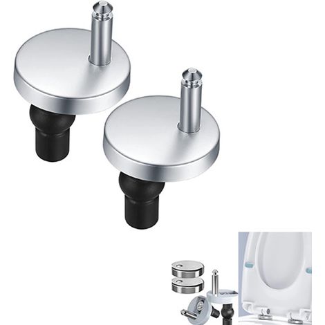 Lot de 2 charnières universelles pour abattant de WC - Kit de montage pour abattant de WC - Charnières de rechange pour abattant de WC - Kit de remplacement de charnières - Argent (1/5)
