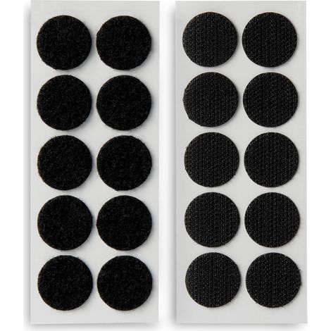 Selbstklebende Klettverschluss-Sperrplatten ø20mm. Schwarz, 2146-3, Inofix