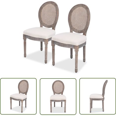 Lot de 2 chaises de salle à manger cuisine design classique tissu crème CDS020435 (1/5)