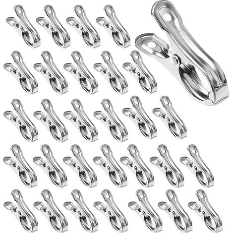 Pinces métalliques pour serre, 40 pièces, en acier inoxydable, pinces de jardin robustes pour maintenir les bâches et les vêtements de plantes [TT] (1/5)