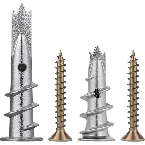 80pcs Chevilles pour Placoplatre, 40 Chevilles pour Plaques de Plâtre + 40 Vis Autoperceuses, Cheville Queue de Cochon, Cheville Autoperceuses en Métal pour Plaques de Plâtre Béton Briques (1/5)