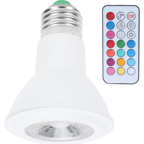 Spot LED RGBW 10W E27 Ampoule Colorée 85-265V avec Télécommande Minuterie