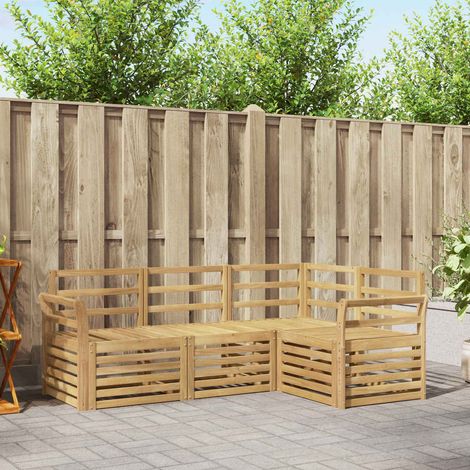 vidaXL Sofagarnituren 4 pcs Weiß 190 x 130,5 x 73 cm Massivholz Akazie (1/5)