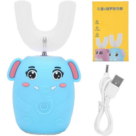 Automatische Zahnbürste im Cartoon-Design mit U-förmigem Bürstenkopf für Kinder (Blau YMMR) (1/5)